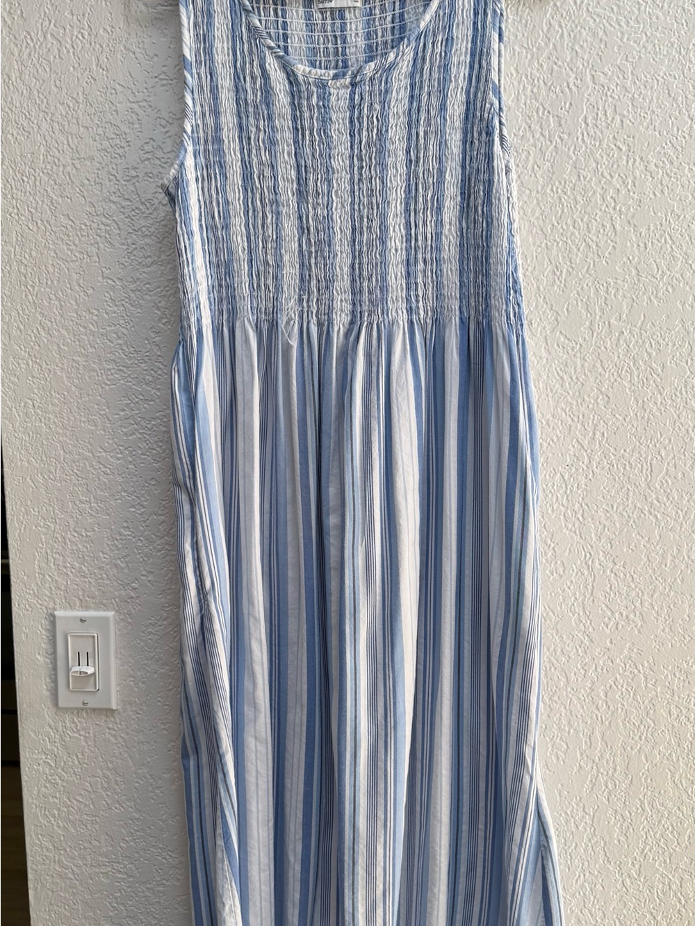 croft & barrow Blue and White Striped Smocked Maxi Dress